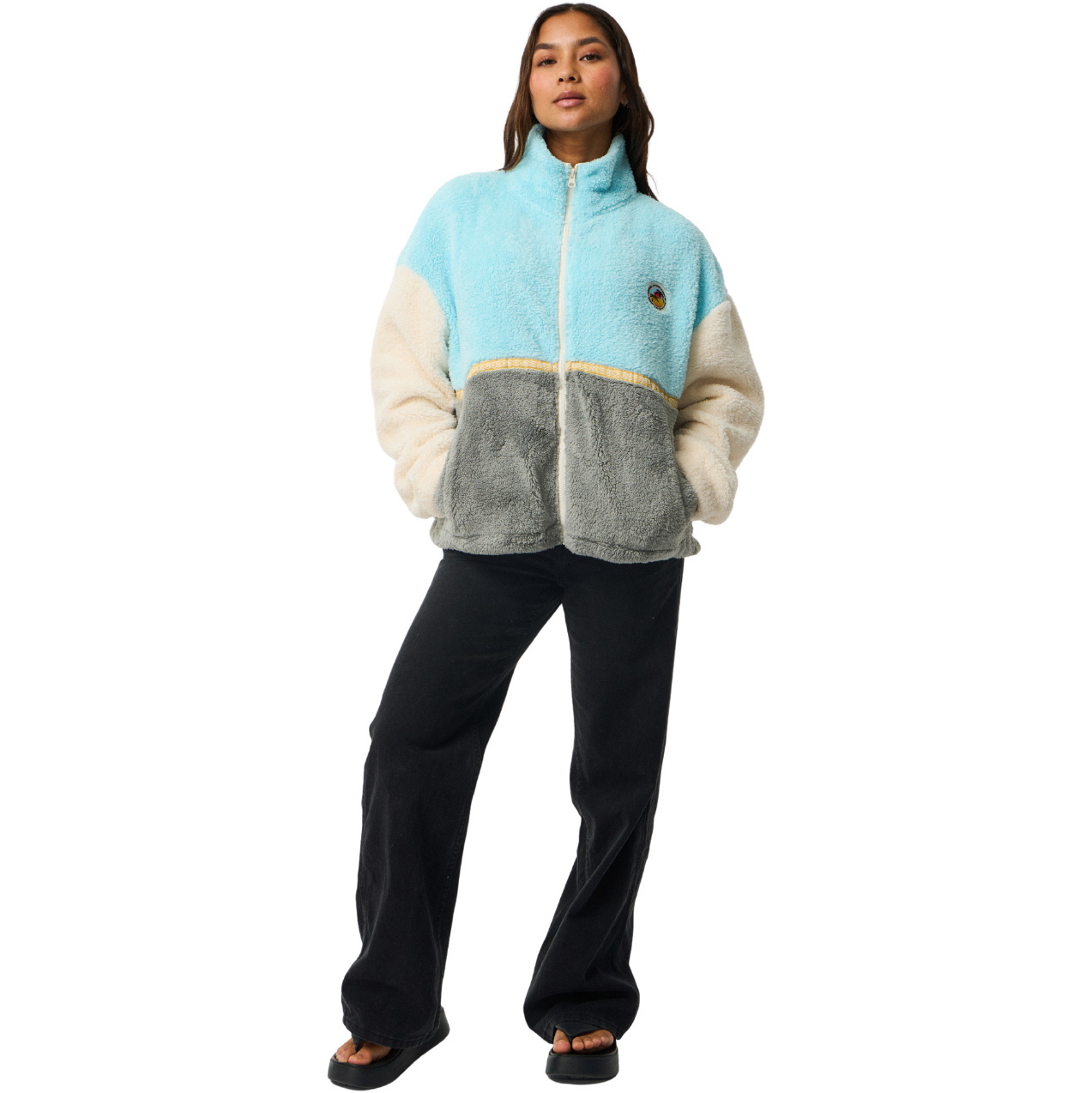 2026 Rip Curl Womens Surf Revival Heritage Polar Zip Thru Fleece 0D6WFL - Light Blue